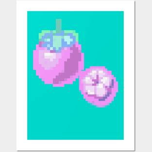 Mangosteen Pixel art, Cute Mangosteen fruit, Thai fruit Posters and Art